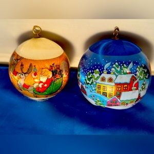 Vintage satin Christmas bulbs set of 2